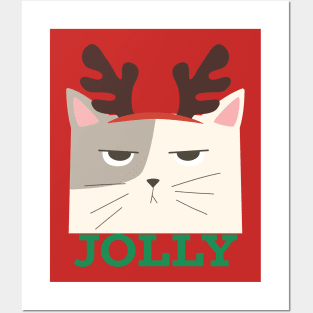 Jolly Christmas Cat Posters and Art